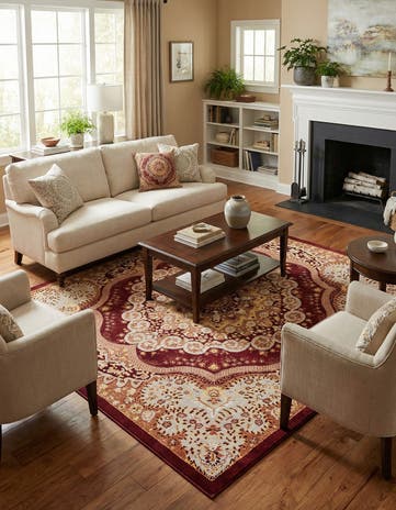 Burgundy Red Kamala Washable Square Rug