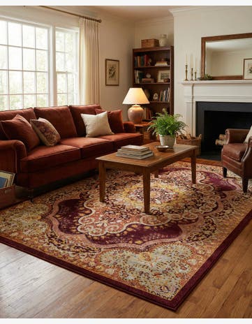 Burgundy Red Kamala Washable Rug