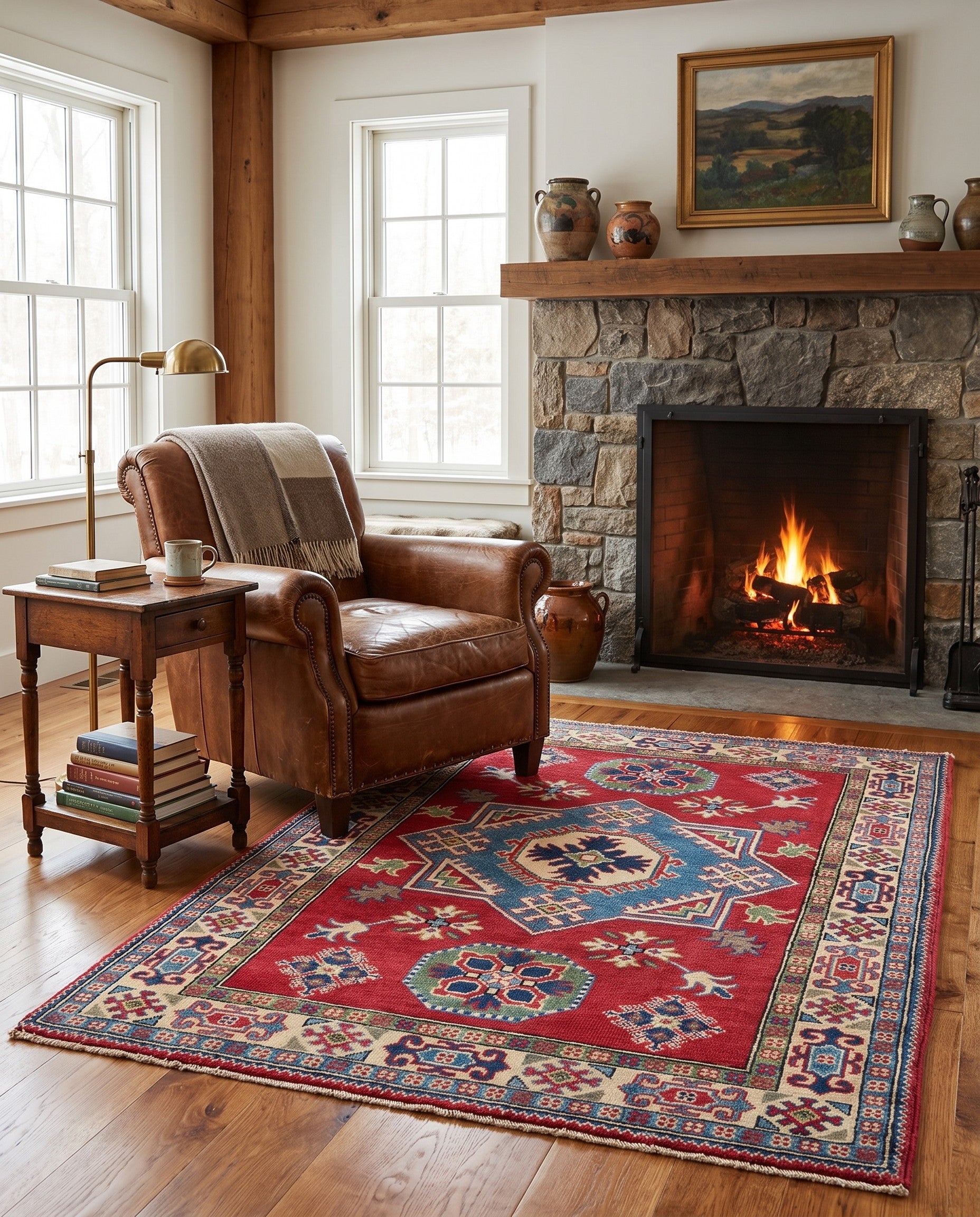 3' 6 x 4' 11 Hand Knotted Kazak Rug