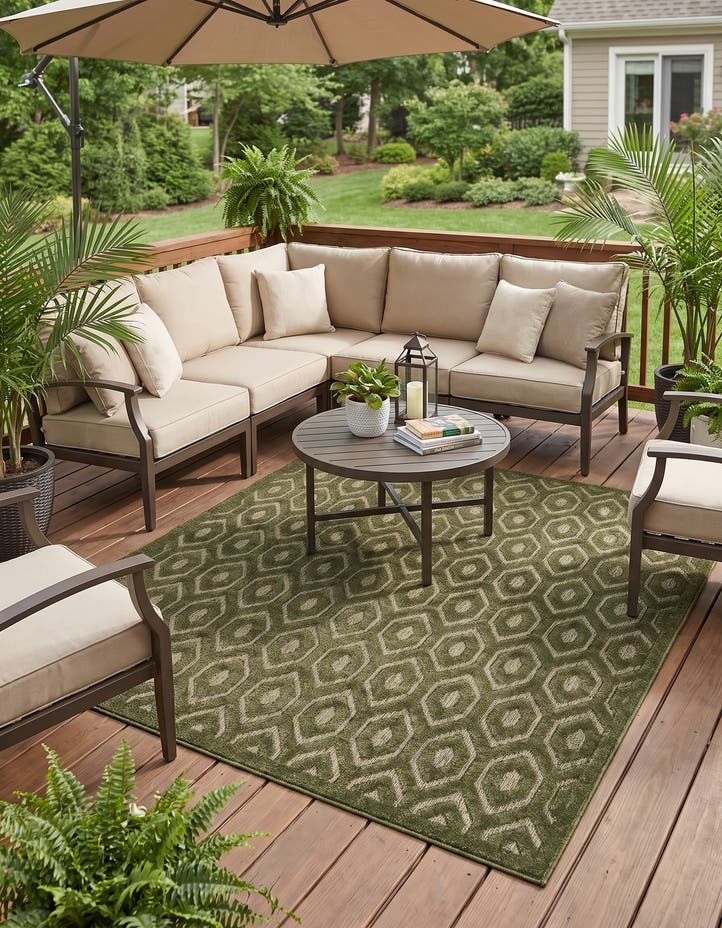 7' 10 x 7' 10 Easy-Clean Trellis Textured Indoor...