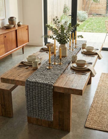 1' 2 x 6' 1 Hand Woven Felt Ball Wool Table Runner Rug