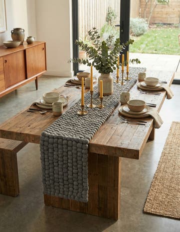 1' 2 x 6' 1 Hand Woven Felt Ball Wool Table Runner Rug