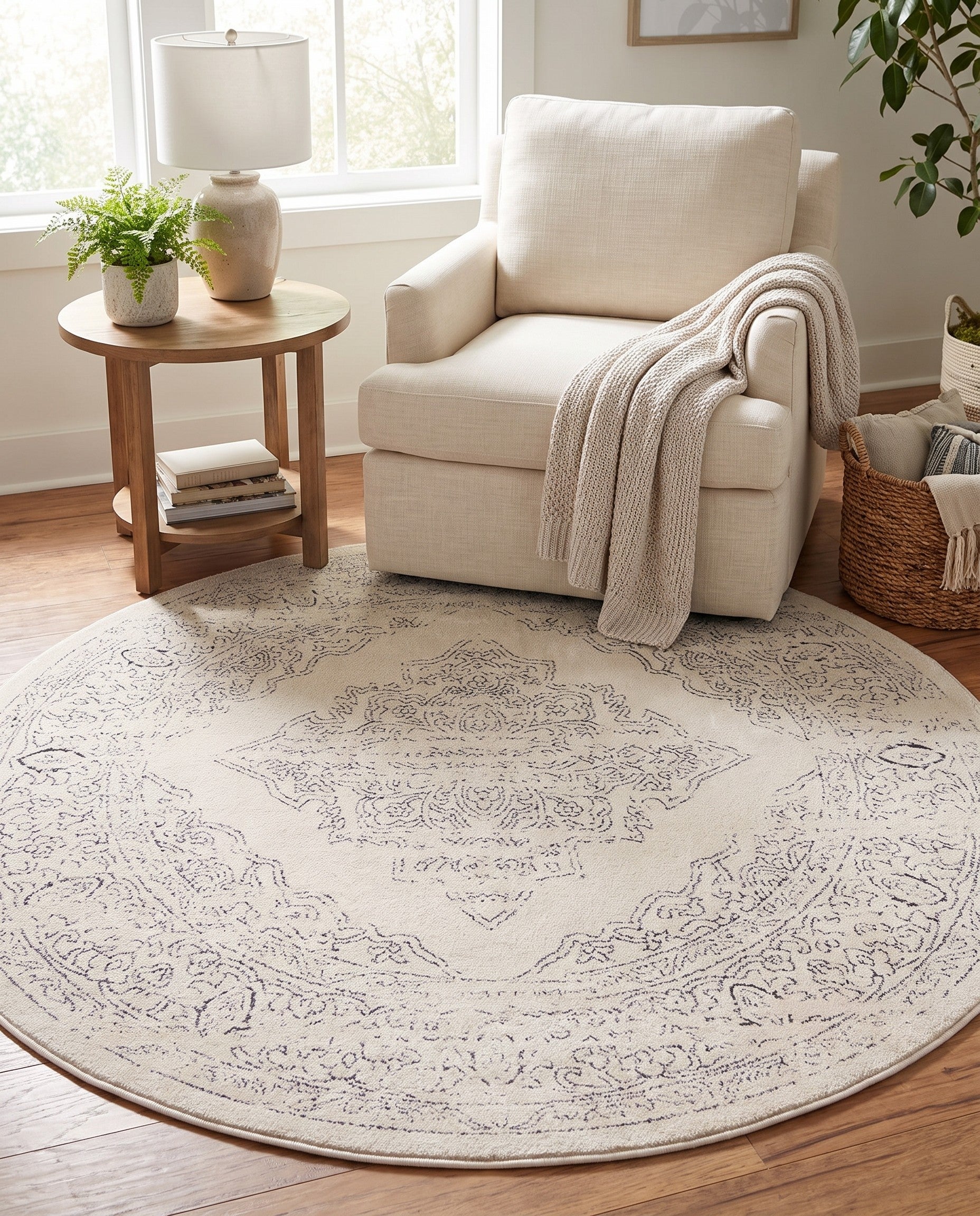 White Isabella Round Rug