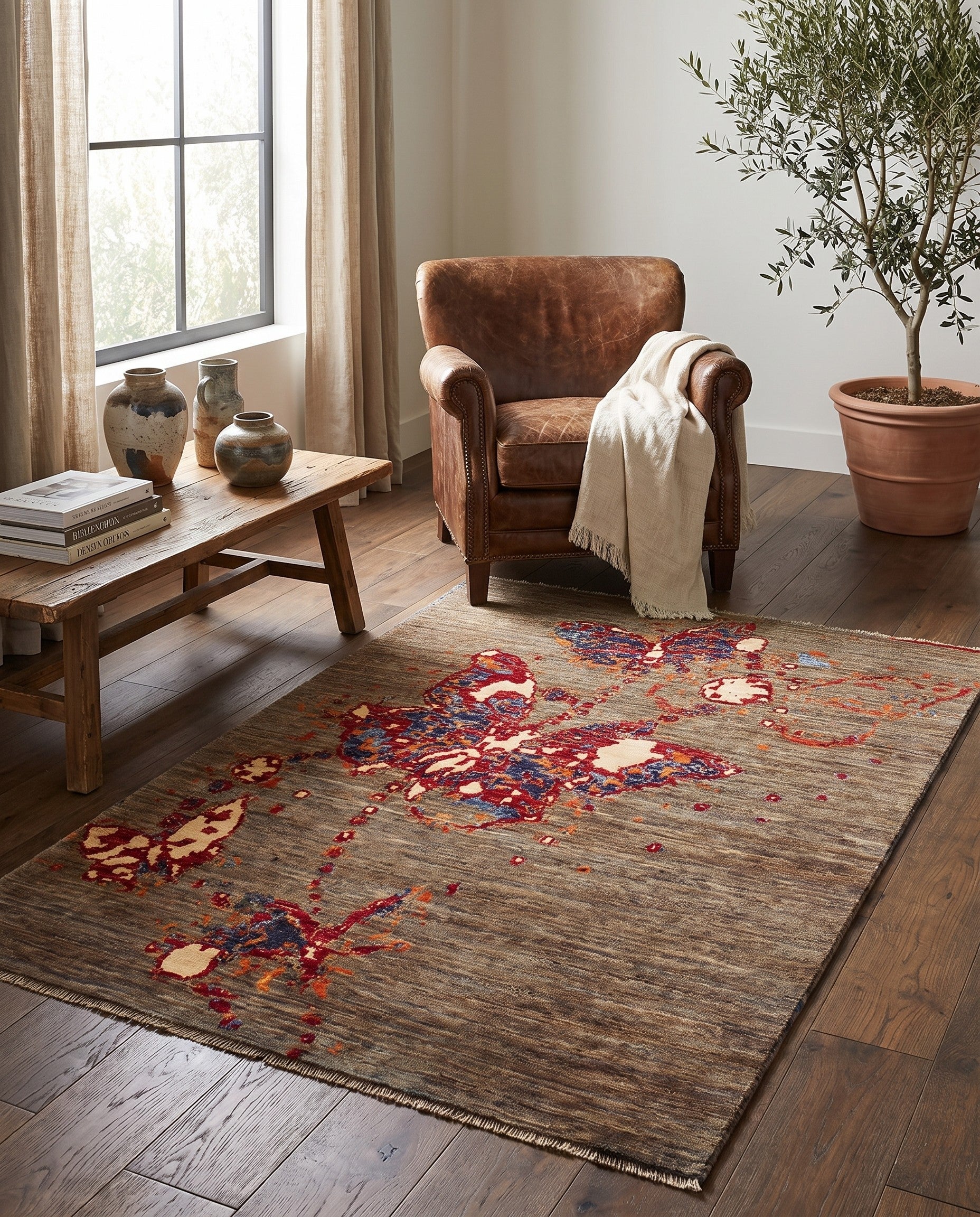 3' 6 x 5' Hand Knotted Modern Ziegler Rug