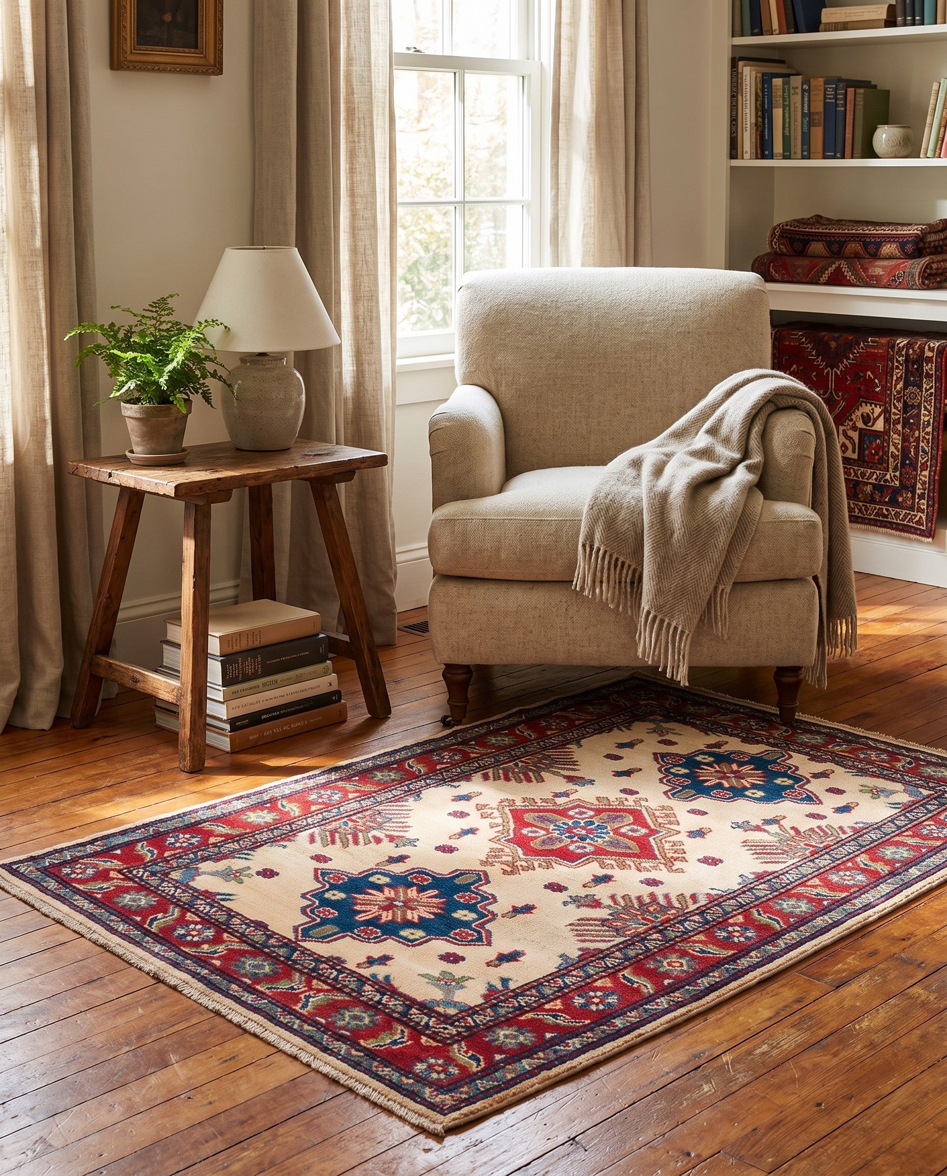 3' 2 x 4' 9 Hand Knotted Kazak Rug