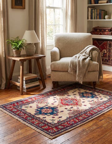 3' 2 x 4' 9 Hand Knotted Kazak Rug