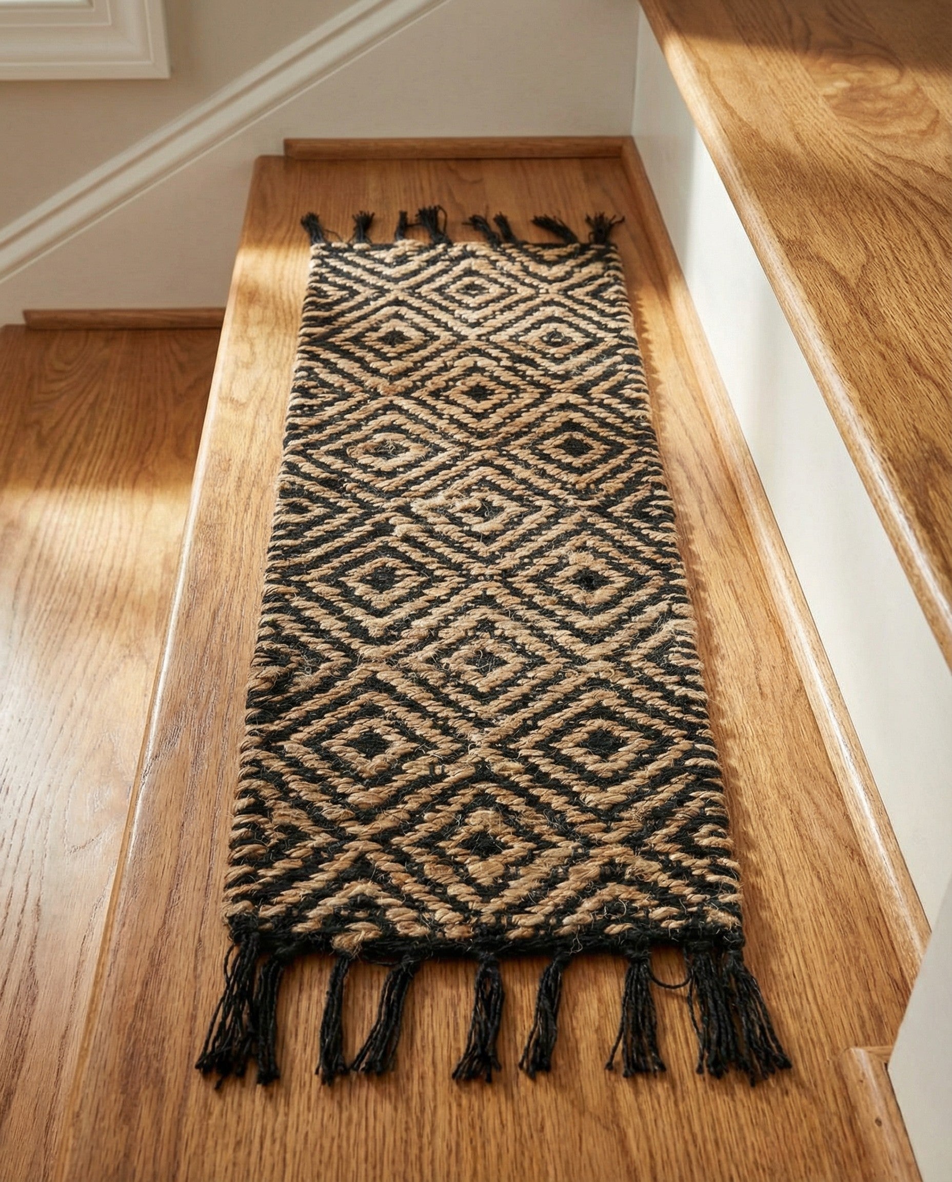 0' 9 x 2' 6  Hand Woven Braided Jute Stair Rug