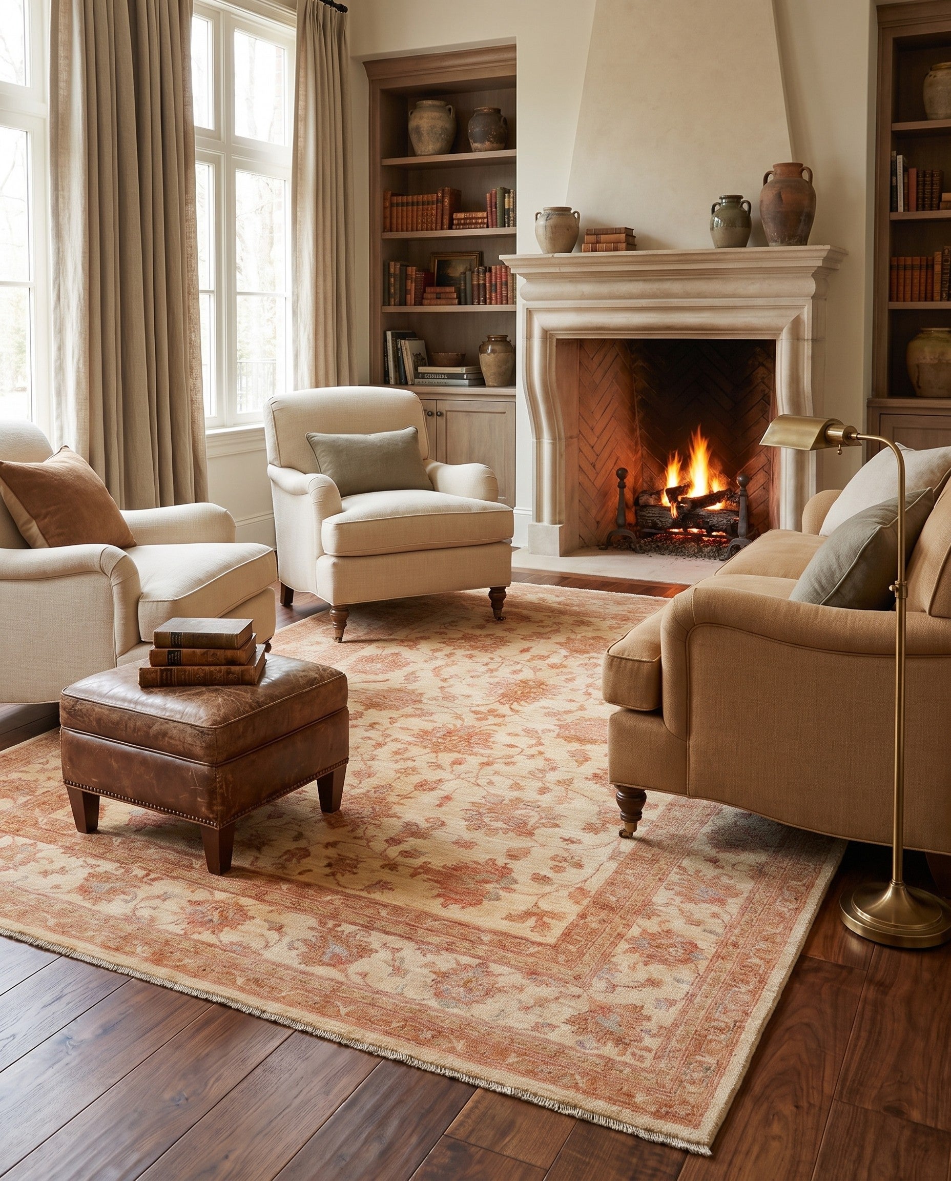 5' 8 x 8' Hand Knotted Ziegler Rug