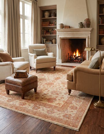 5' 8 x 8' Hand Knotted Ziegler Rug