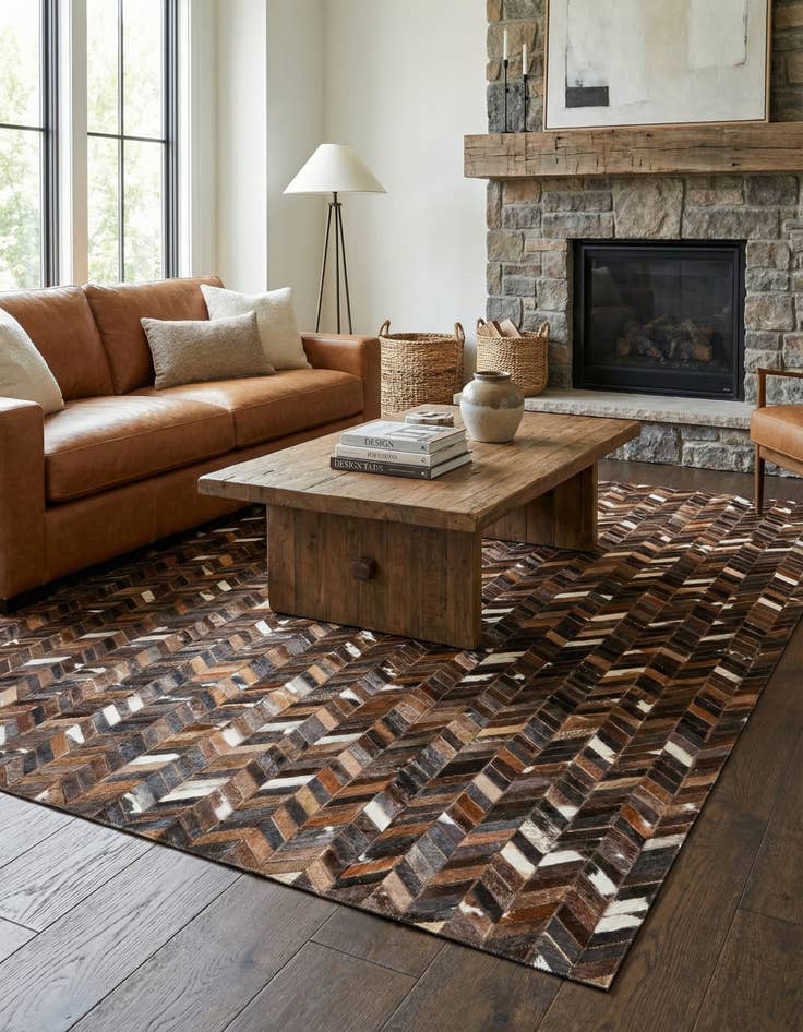 Detail image of 5' x 8' Cowhide Stocks Rug