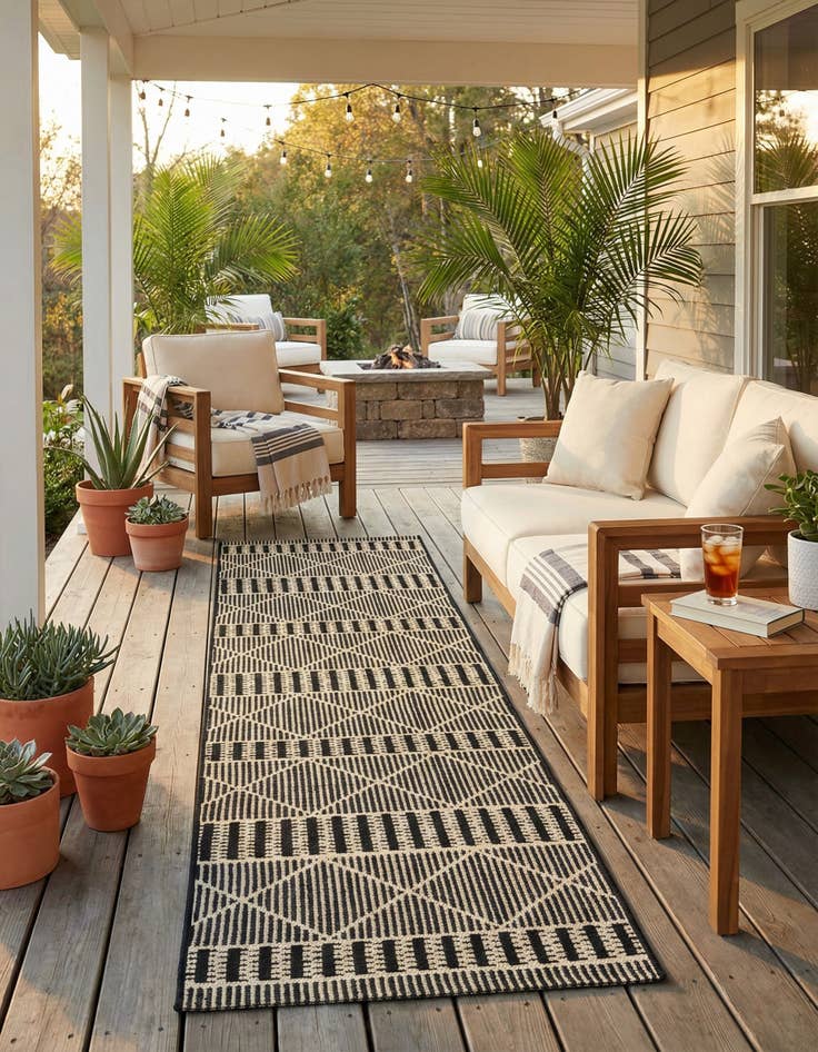 Detail image of 2' x 8' Washable Lattice Indoor / Outdoor Runner Rug