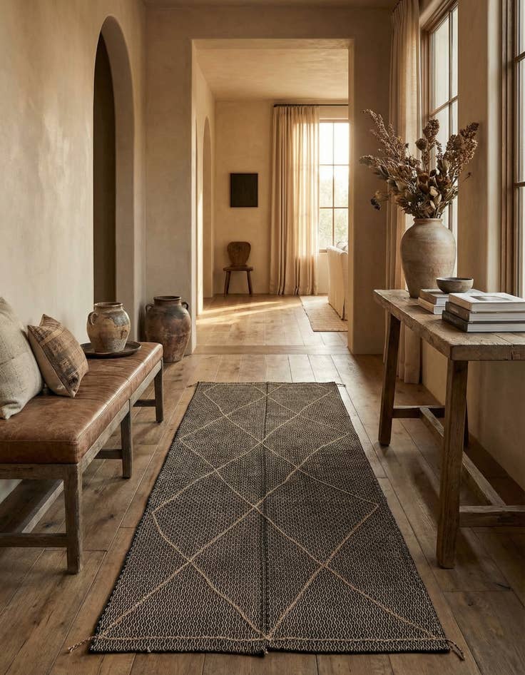 Detail image of 5' 6 x 11' 9 Hand Knotted Moroccan Wool Runner Rug