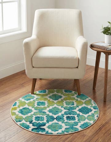 Blue Azalea Round Rug