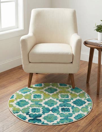 Blue Azalea Round Rug