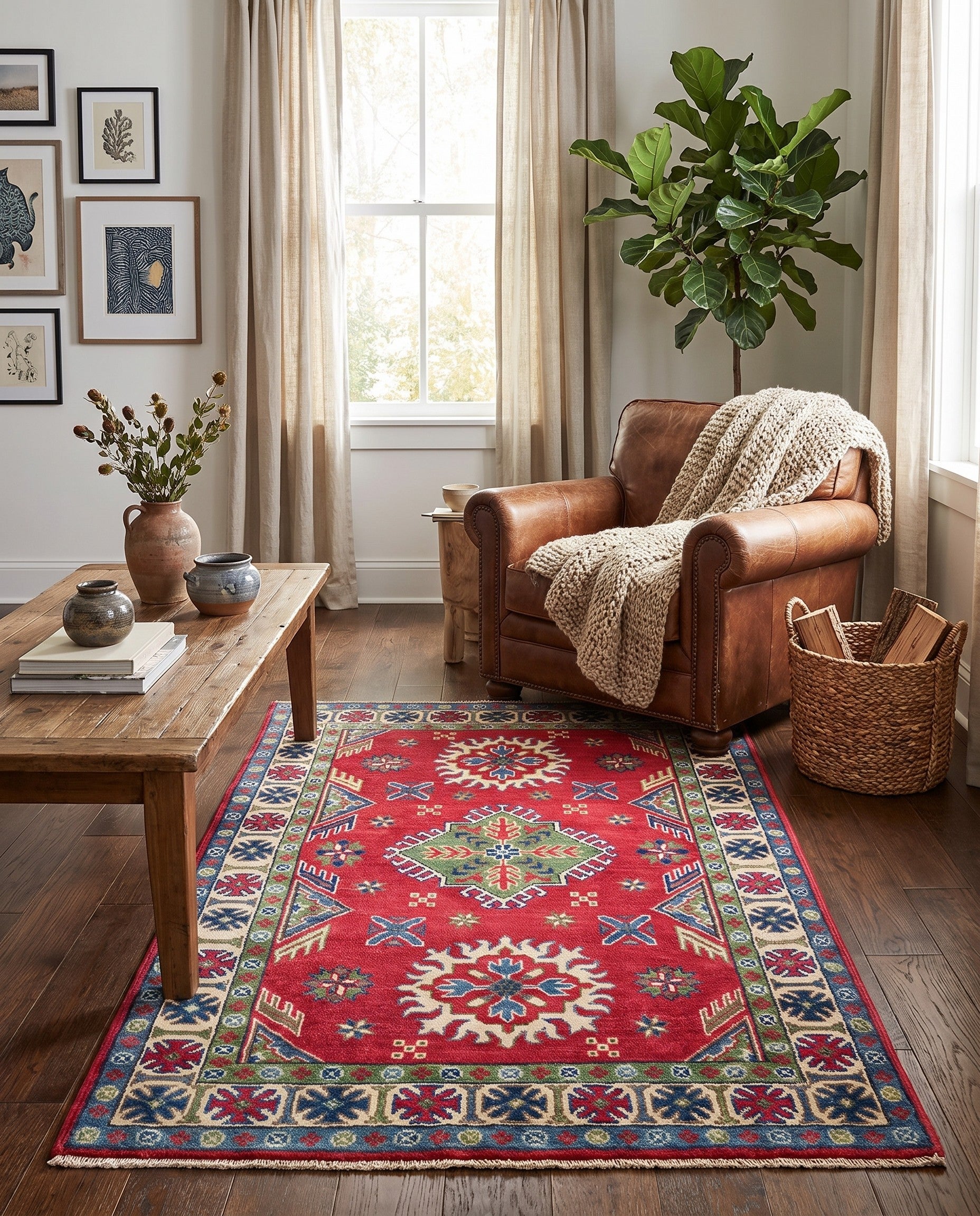 3' 3 x 4' 11 Hand Knotted Kazak Rug
