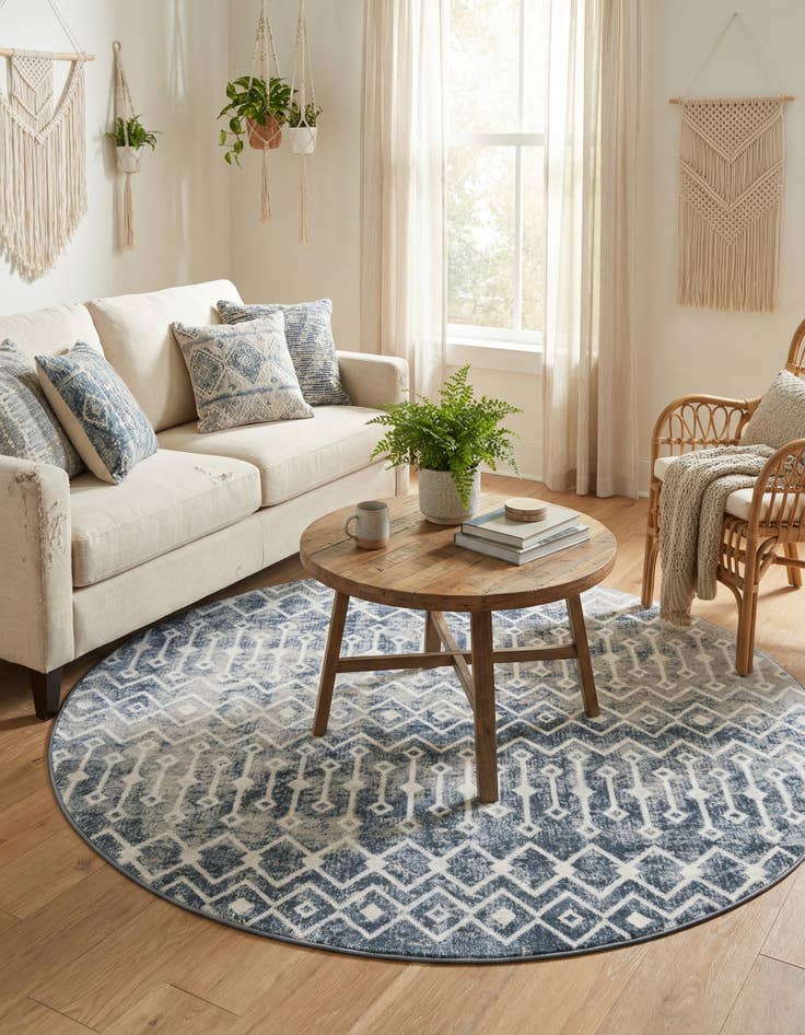 Detail image of 7' x 7' Bohemian Trellis Round Rug