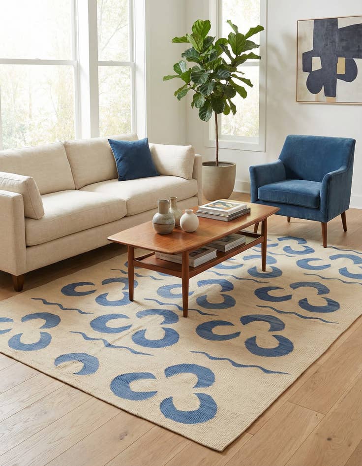 Detail image of 4' 9 x 6' 7 Hand Woven Kilim Modern Wool Rug