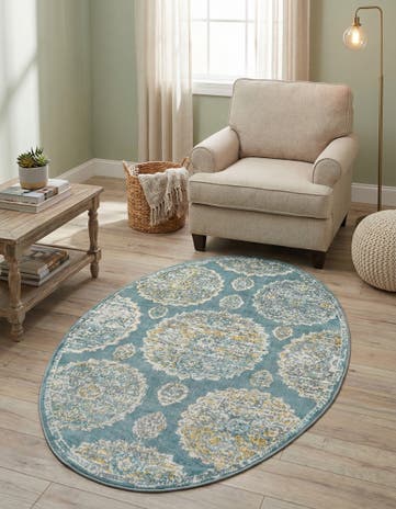 Gray and Blue Paragon Oval Rug