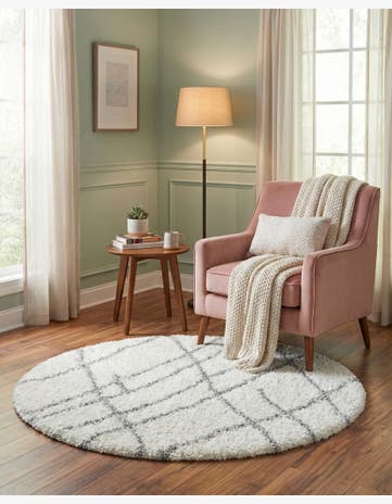 Ivory Soft Touch Shag Round Rug