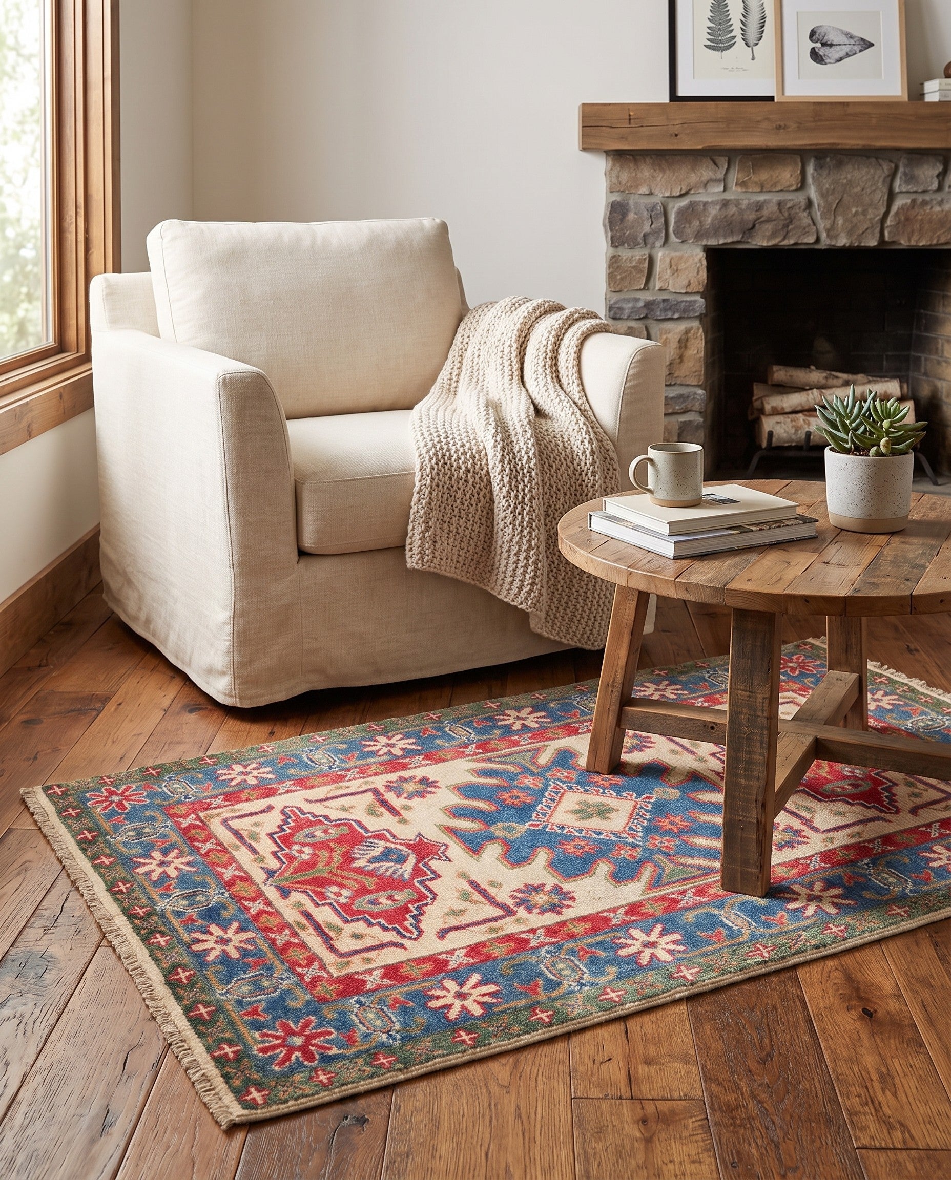 2' 7 x 4' Hand Knotted Kazak Rug