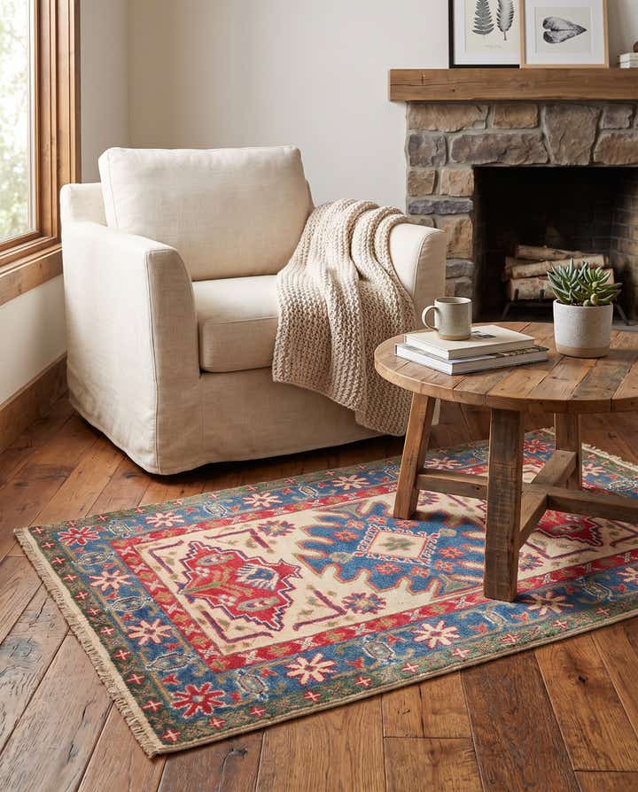 2' 7 x 4' Hand Knotted Kazak Rug