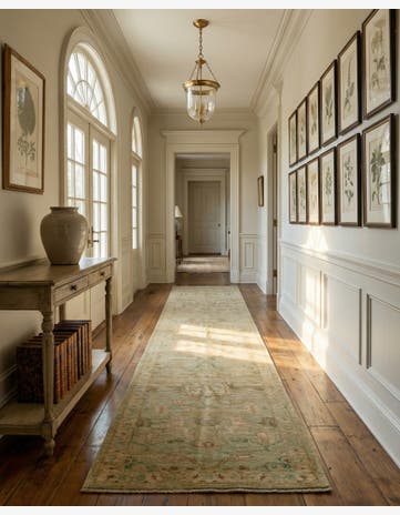 2' 9 x 13' 8 Hand Knotted Oushak Wool Runner Rug