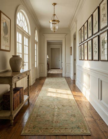 2' 9 x 13' 8 Hand Knotted Oushak Wool Runner Rug