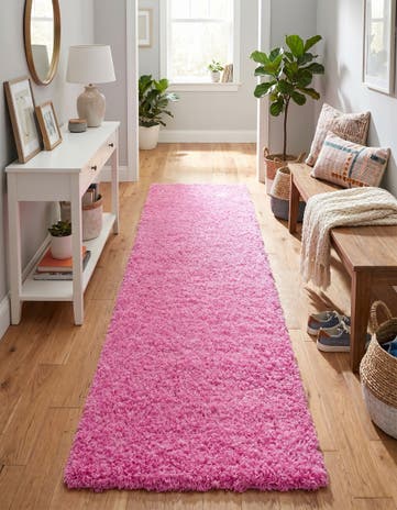 2' 7 x 12' Solid Shag Runner Rug