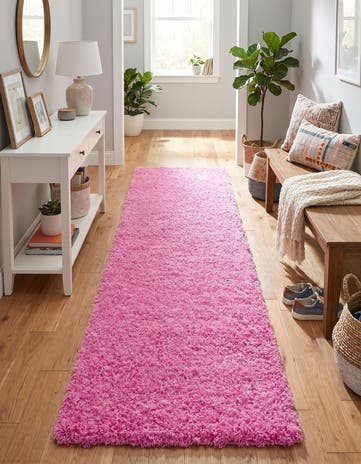 2' 7 x 12' Solid Shag Runner Rug