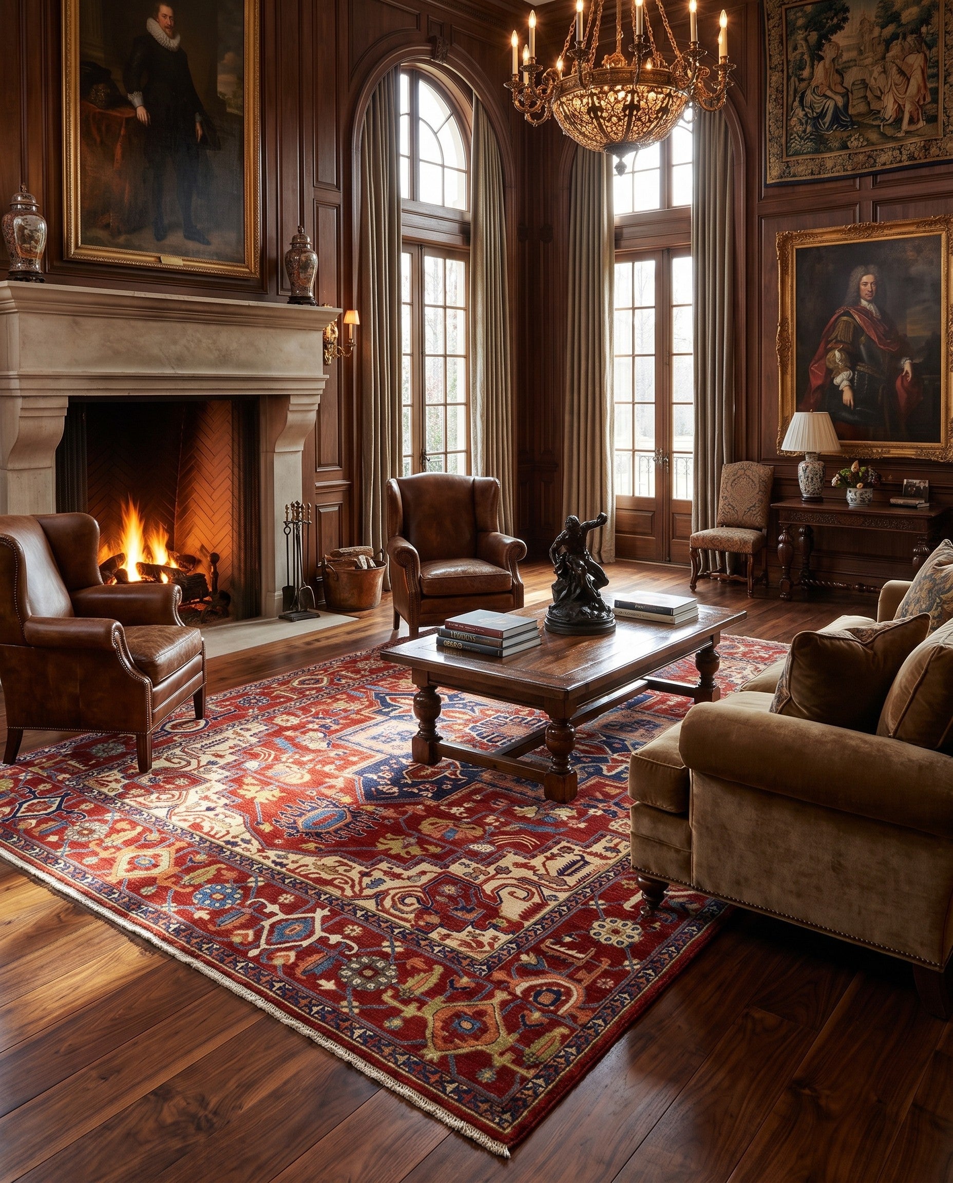 9' 1 x 11' 11 Hand Knotted Heriz Rug
