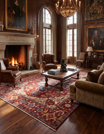 9' 1 x 11' 11 Hand Knotted Heriz Rug