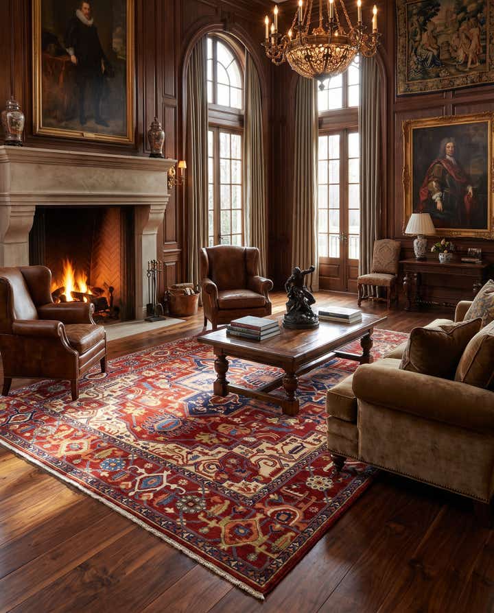 9' 1 x 11' 11 Hand Knotted Heriz Rug