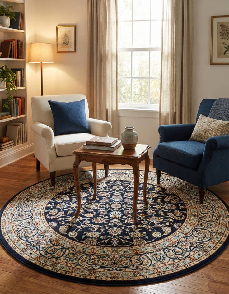 Detail image of 5' 3 x 5' 3 Nain Design Round Rug