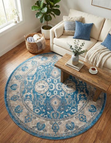 Light Blue Viola Round Rug