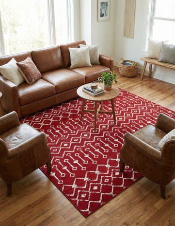 Red Kasbah Trellis Square Rug