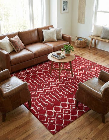 Red Kasbah Trellis Square Rug