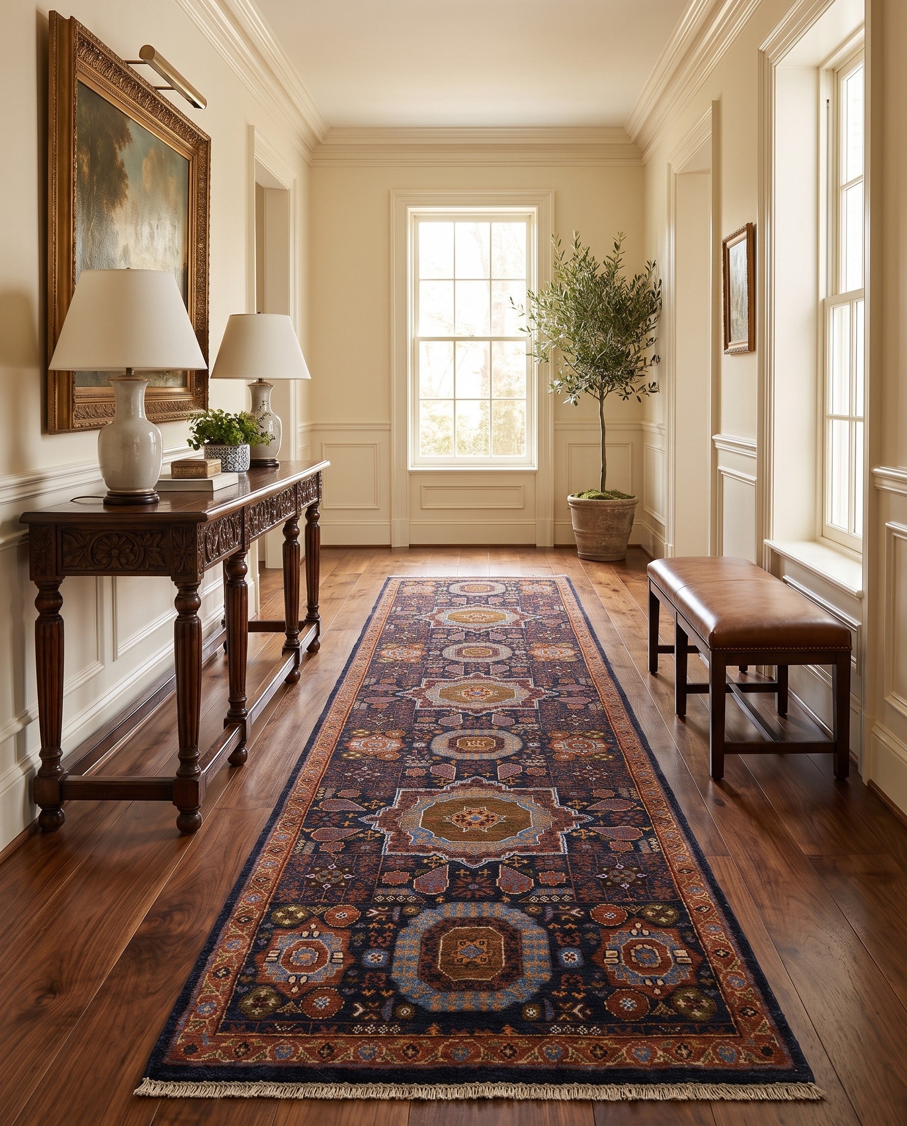 2' 8 x 9' 6 Hand Knotted Mamluk Ziegler Runner Rug
