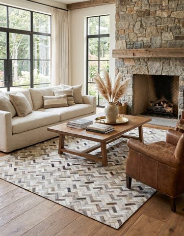 5' 4 x 7' 6 Cowhide Leather Rug