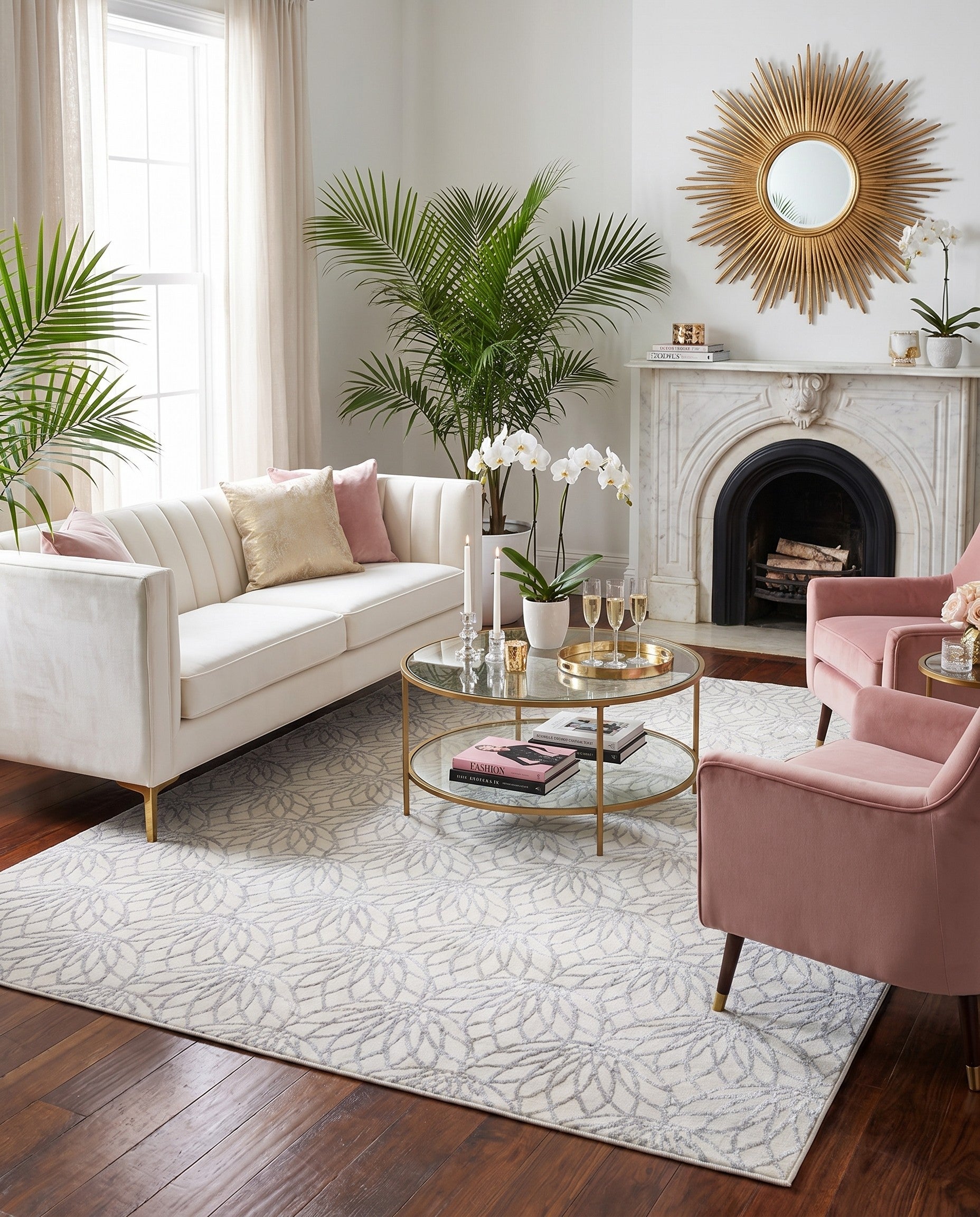White Silver Marilyn Monroe™ Glam Dahlia Rug