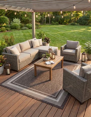7' x 9' Easy-Clean Border Indoor / Outdoor Rug