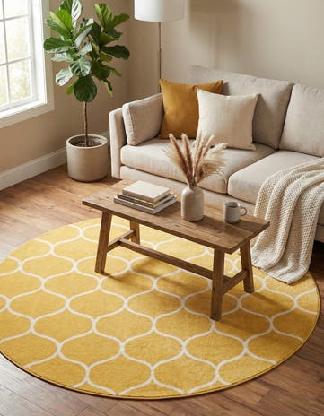 5' 3 x 5' 3 Trellis Frieze Round Rug