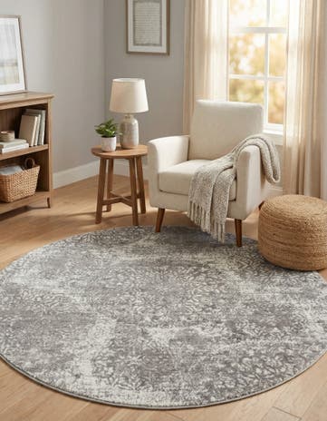 Light Gray Monte Carlo Round Rug