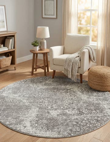 Light Gray Monte Carlo Round Rug
