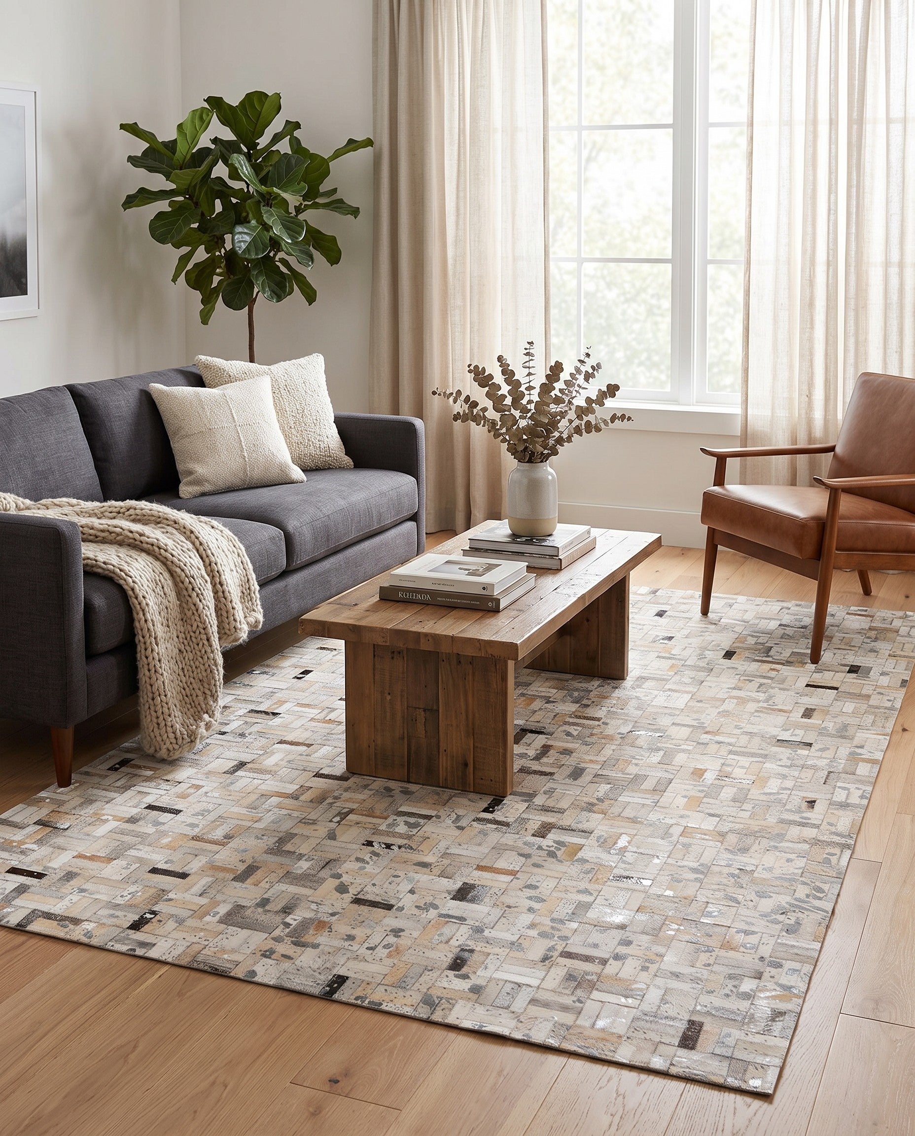 5' x 8' 2 Cowhide Stocks Rug