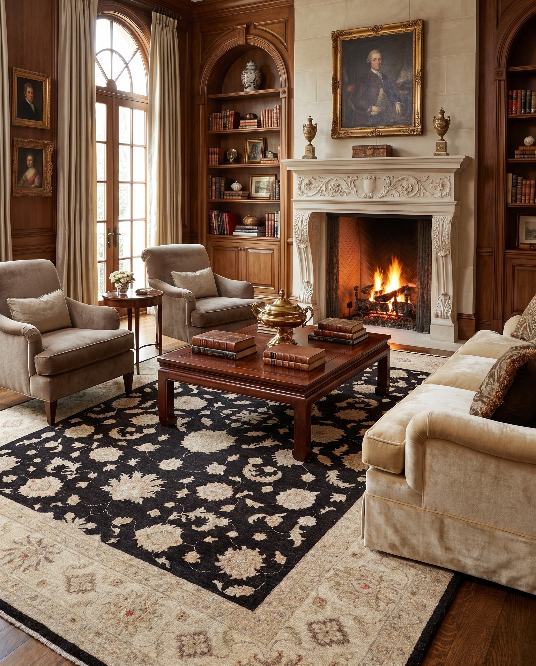 8' 11 x 12' 9 Hand Knotted Ziegler Rug