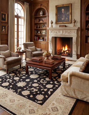 8' 11 x 12' 9 Hand Knotted Ziegler Rug