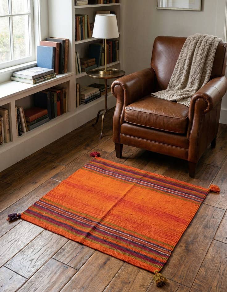 Detail image of 3' 6 x 3' 6 Hand Woven Kilim Fars Wool Square Rug