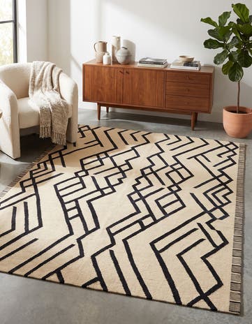 6' x 7' 4 Hand Woven Kilim Modern Wool Square Rug