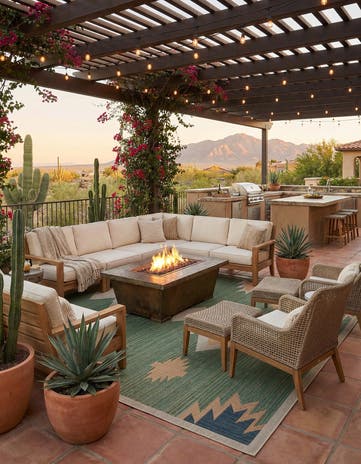 Green Easy-Clean Baja Indoor / Outdoor Square Rug