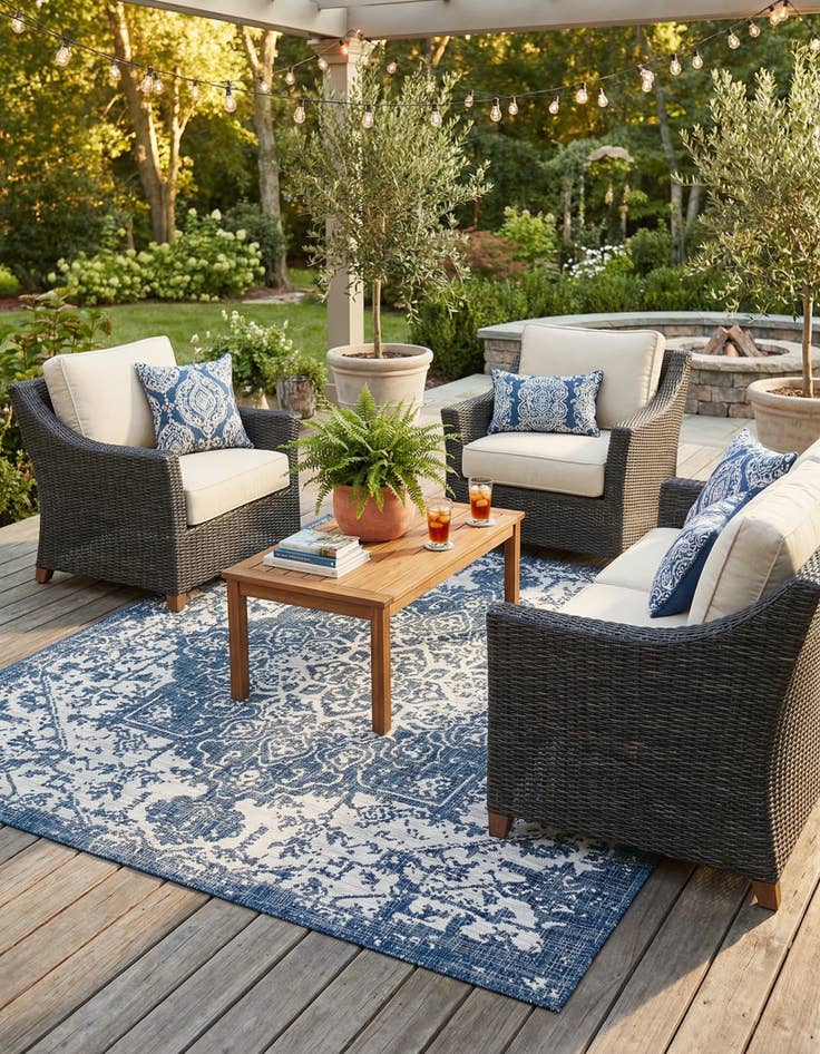 Detail image of  7' 10 x 7' 10  Washable Jill Zarin Dubai Indoor / Outdoor Square Rug